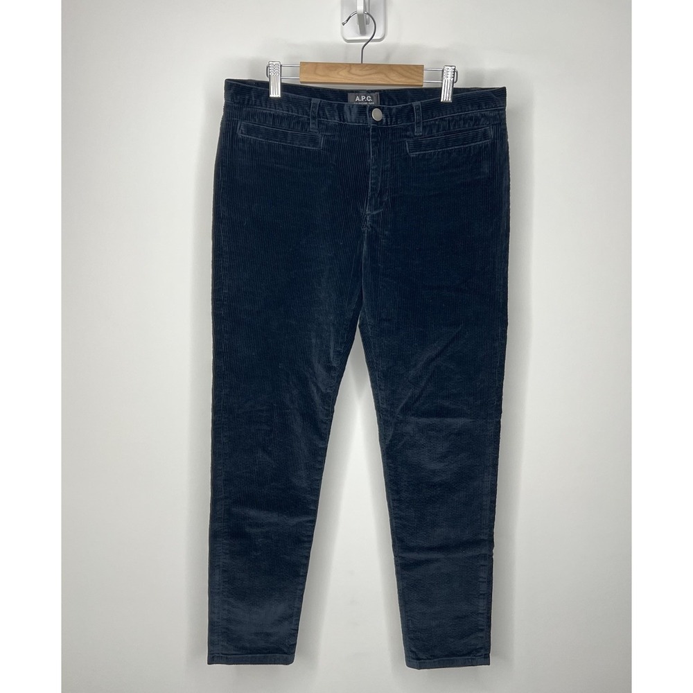 APC Rue Madame Paris Corduroy Pants Mens 29x28 Navy Blue Tapered Leg Chinos